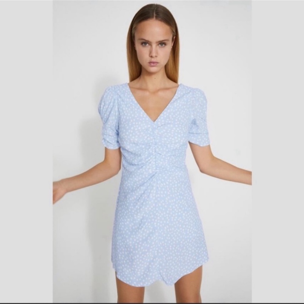Zara Light Blue Polka Dot Mini Dress